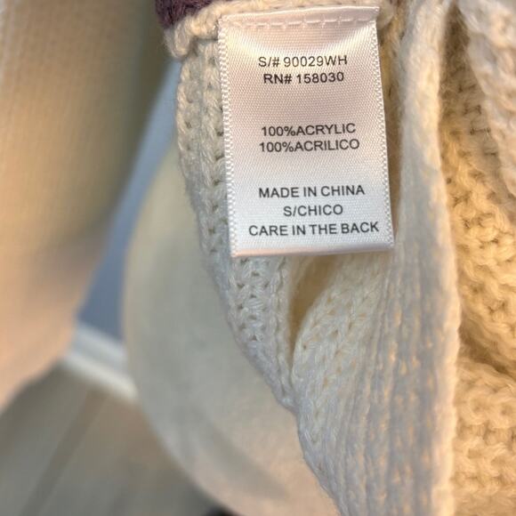 Love Tree Sweater Women's Purple White V-Neck Twist Cross Back Long sleeve - Picture 5 of 7